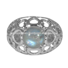 Lovely Rainbow Moonstone Gemstone 925 Sterling Silver Ring